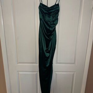 Elegant Green Satin Dress